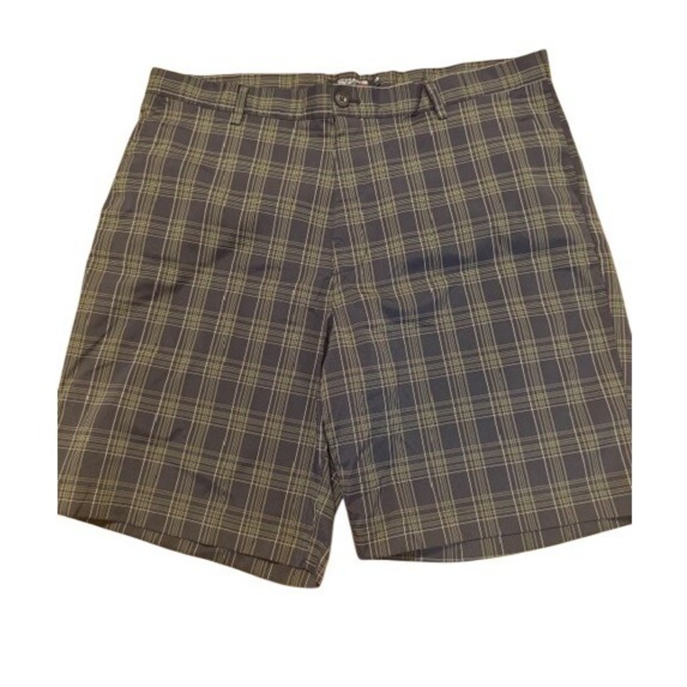 Chaps Golf Mens 38 Plaid Shorts Navy Blue Green White Stretch Performance